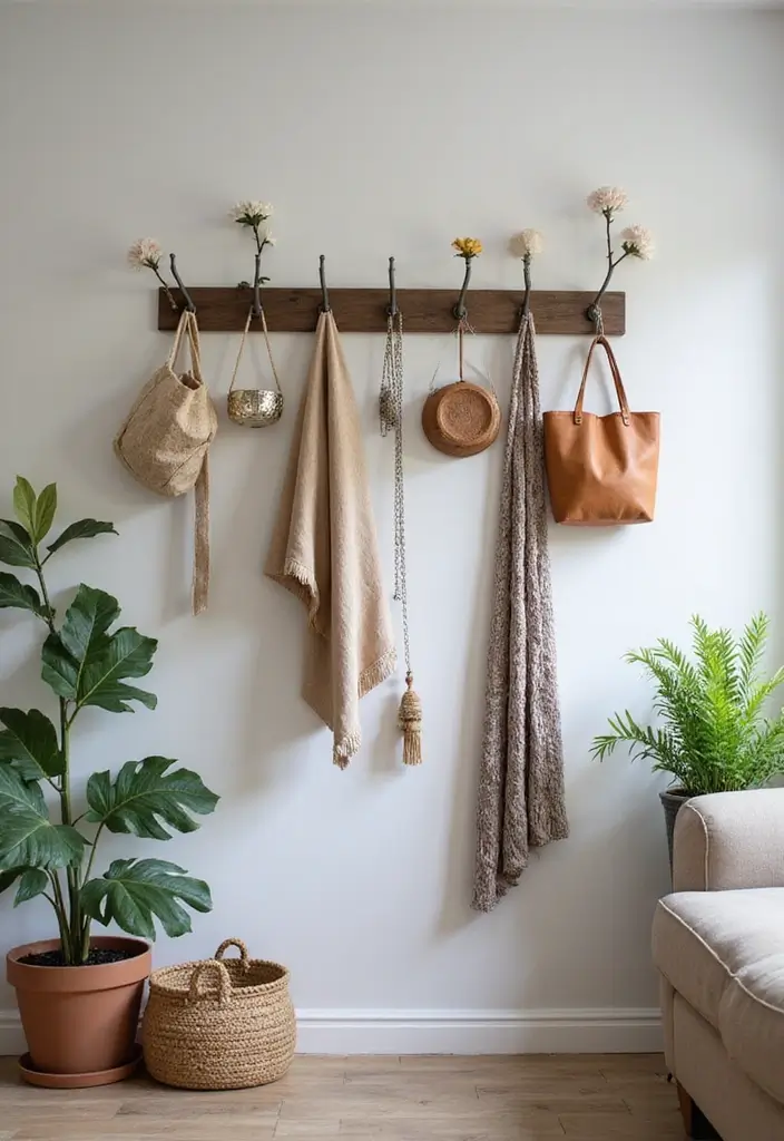 30 Smart Living Room Storage Ideas to Maximize Space and Style 22 30 Smart Living Room Storage Ideas to Maximize Space and Style - 22. Stylish Wall Hooks