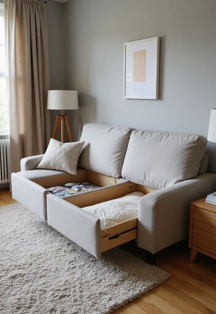 30 Smart Living Room Storage Ideas to Maximize Space and Style 23 30 Smart Living Room Storage Ideas to Maximize Space and Style - 23. Pop-Up Storage