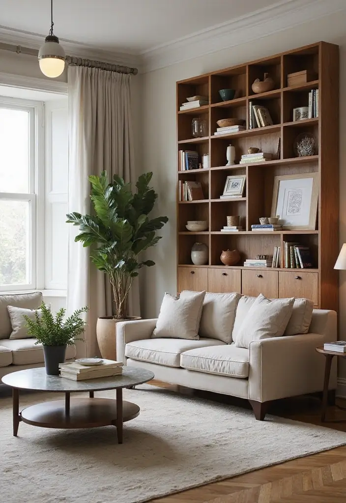 30 Smart Living Room Storage Ideas to Maximize Space and Style 24 30 Smart Living Room Storage Ideas to Maximize Space and Style - 24. Chic Room Dividers