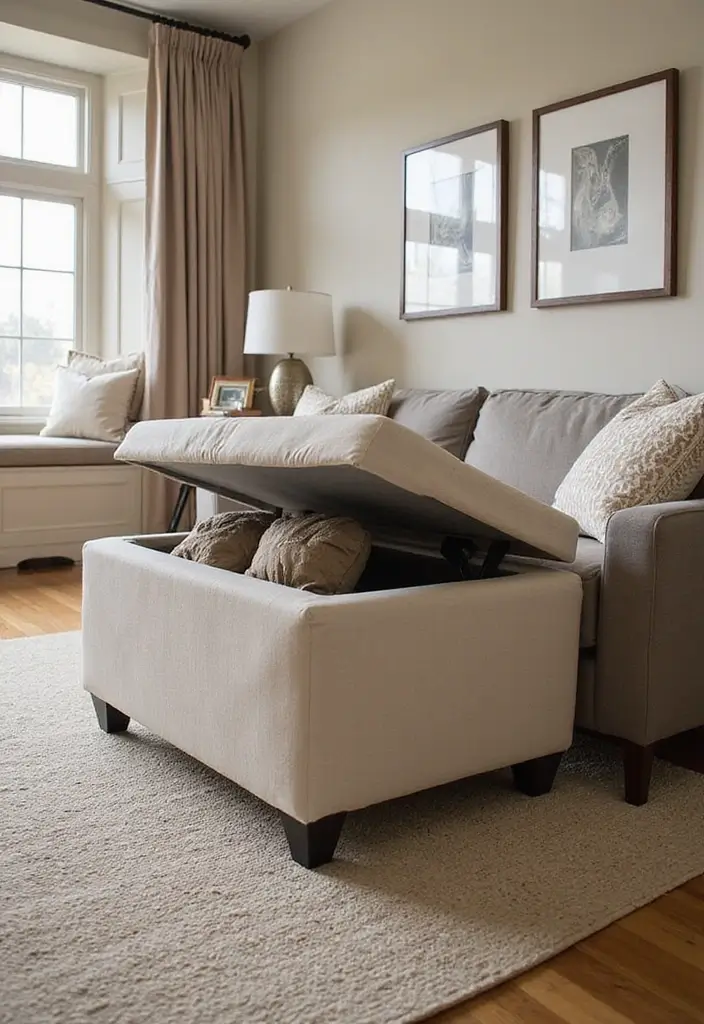 30 Smart Living Room Storage Ideas to Maximize Space and Style 3 30 Smart Living Room Storage Ideas to Maximize Space and Style - 3. Storage Ottomans