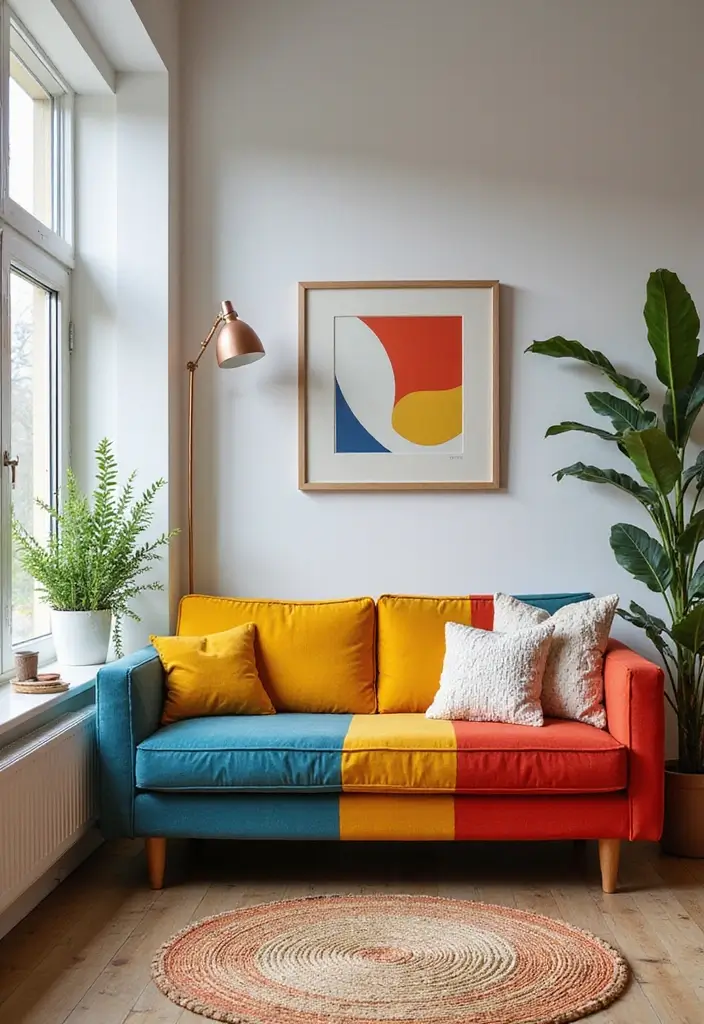 30 Sofa for Small Living Room Ideas That Maximize Comfort and Space 15 30 Sofa for Small Living Room Ideas That Maximize Comfort and Space - 15. Color-Block Sofas