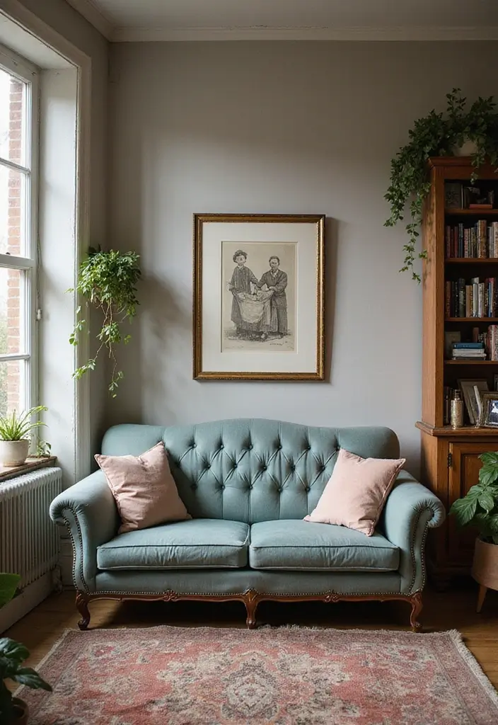 30 Sofa for Small Living Room Ideas That Maximize Comfort and Space 9 30 Sofa for Small Living Room Ideas That Maximize Comfort and Space - 9. Vintage Charm in Small Spaces