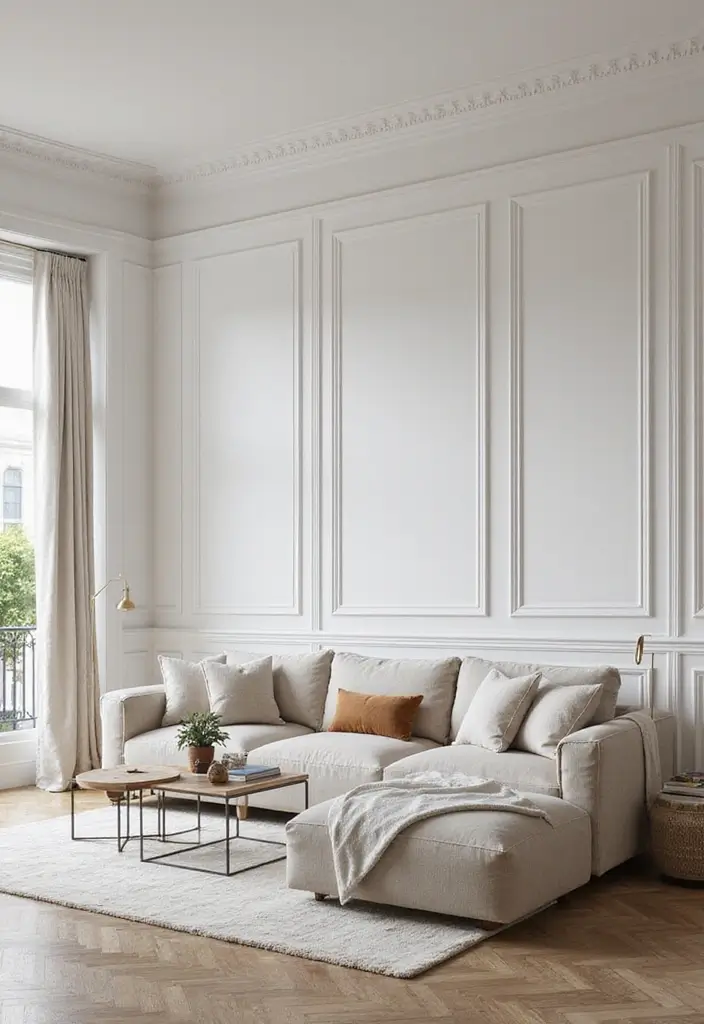 30 Wall Molding Living Room Ideas That Add Depth and Timeless Elegance 10 30 Wall Molding Living Room Ideas That Add Depth and Timeless Elegance - 10. Modern Molding Styles