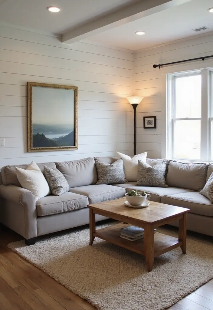 30 Wall Molding Living Room Ideas That Add Depth and Timeless Elegance 12 30 Wall Molding Living Room Ideas That Add Depth and Timeless Elegance - 12. Shiplap Walls