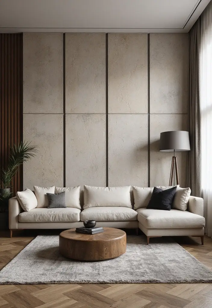 30 Wall Molding Living Room Ideas That Add Depth and Timeless Elegance 15 30 Wall Molding Living Room Ideas That Add Depth and Timeless Elegance - 15. Textured Wall Panels