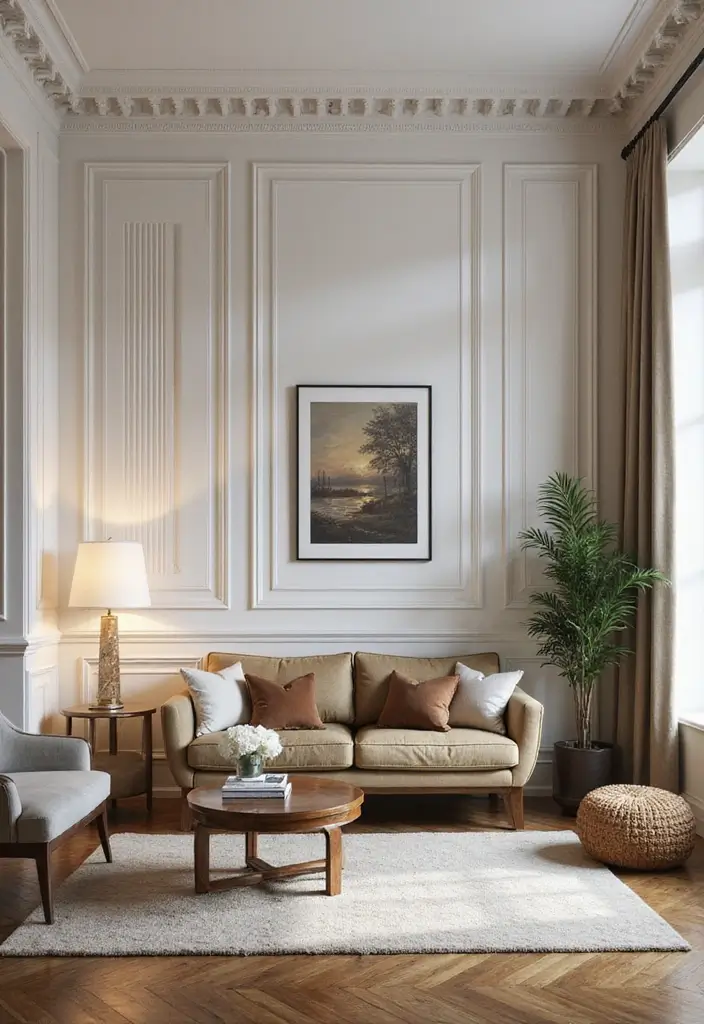 30 Wall Molding Living Room Ideas That Add Depth and Timeless Elegance 17 30 Wall Molding Living Room Ideas That Add Depth and Timeless Elegance - 17. Panel Molding Designs