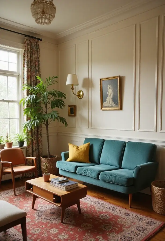 30 Wall Molding Living Room Ideas That Add Depth and Timeless Elegance 19 30 Wall Molding Living Room Ideas That Add Depth and Timeless Elegance - 19. Vintage Laminate Molding