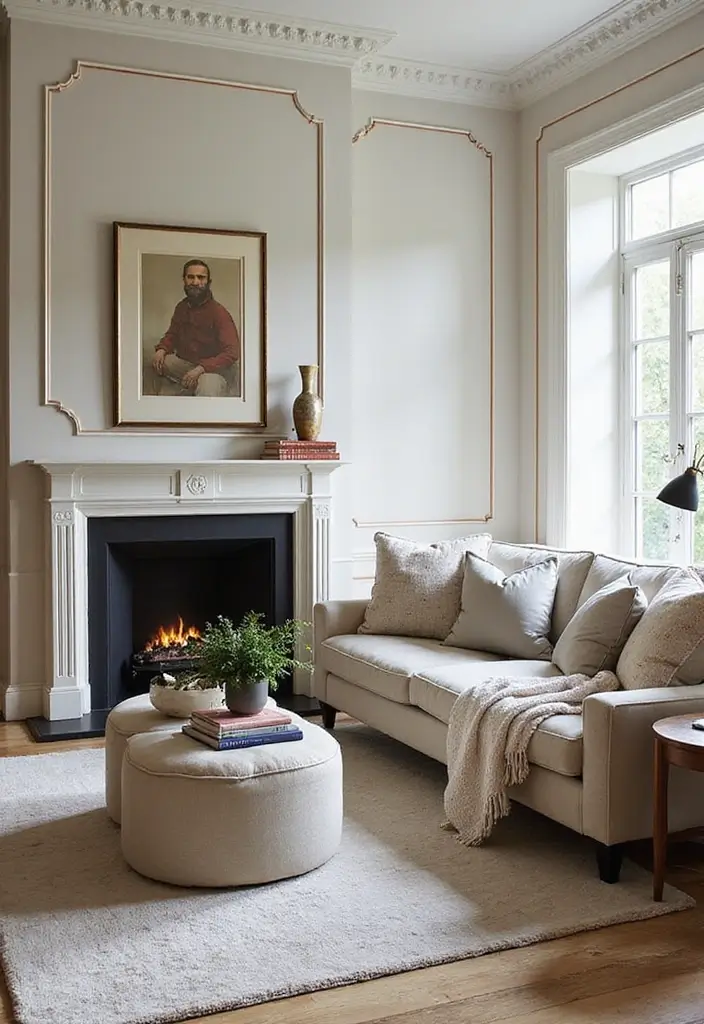 30 Wall Molding Living Room Ideas That Add Depth and Timeless Elegance 20 30 Wall Molding Living Room Ideas That Add Depth and Timeless Elegance - 20. Painted Trim Accents