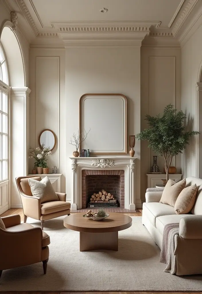 30 Wall Molding Living Room Ideas That Add Depth and Timeless Elegance 21 30 Wall Molding Living Room Ideas That Add Depth and Timeless Elegance - 21. Curved Molding for Architectural Interest