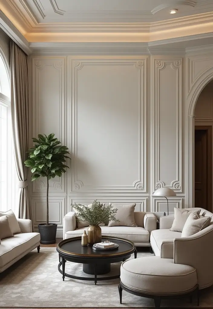 30 Wall Molding Living Room Ideas That Add Depth and Timeless Elegance 23 30 Wall Molding Living Room Ideas That Add Depth and Timeless Elegance - 23. Layered Molding Styles