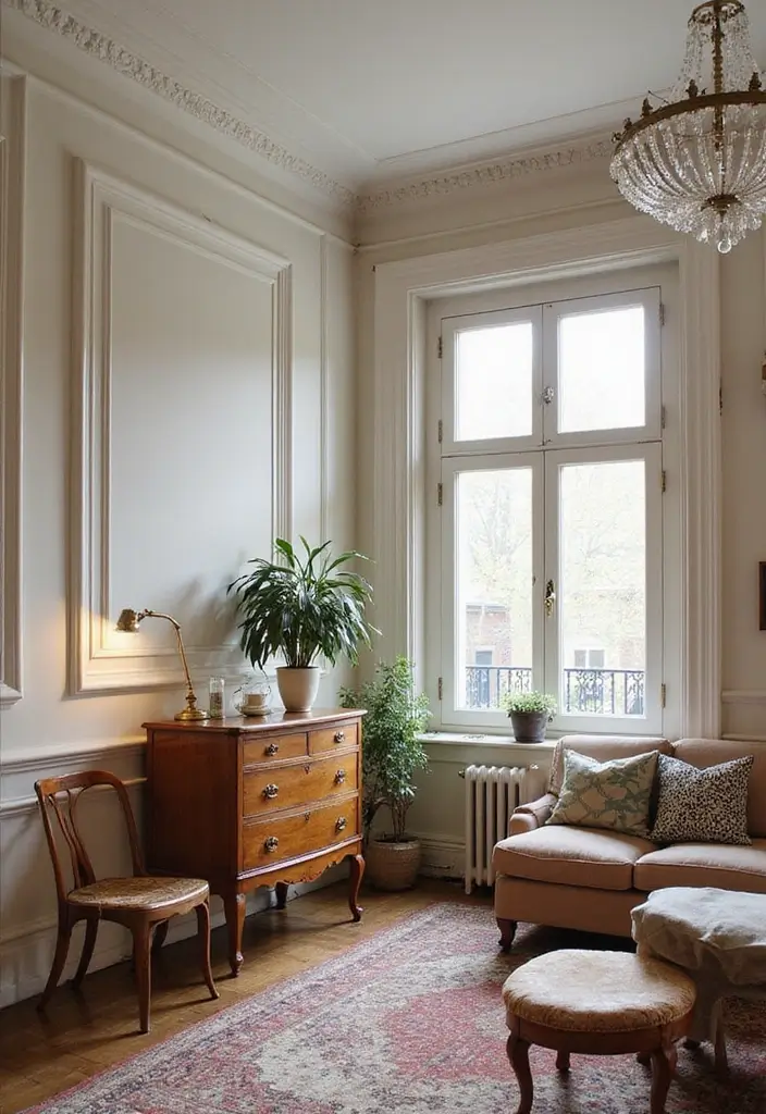 30 Wall Molding Living Room Ideas That Add Depth and Timeless Elegance 28 30 Wall Molding Living Room Ideas That Add Depth and Timeless Elegance - 28. Vintage-style Molding