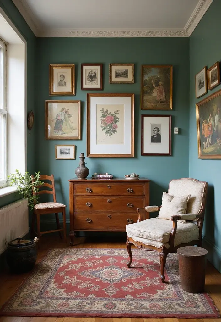 30 Wall Molding Living Room Ideas That Add Depth and Timeless Elegance 4 30 Wall Molding Living Room Ideas That Add Depth and Timeless Elegance - 4. Vintage Picture Rail