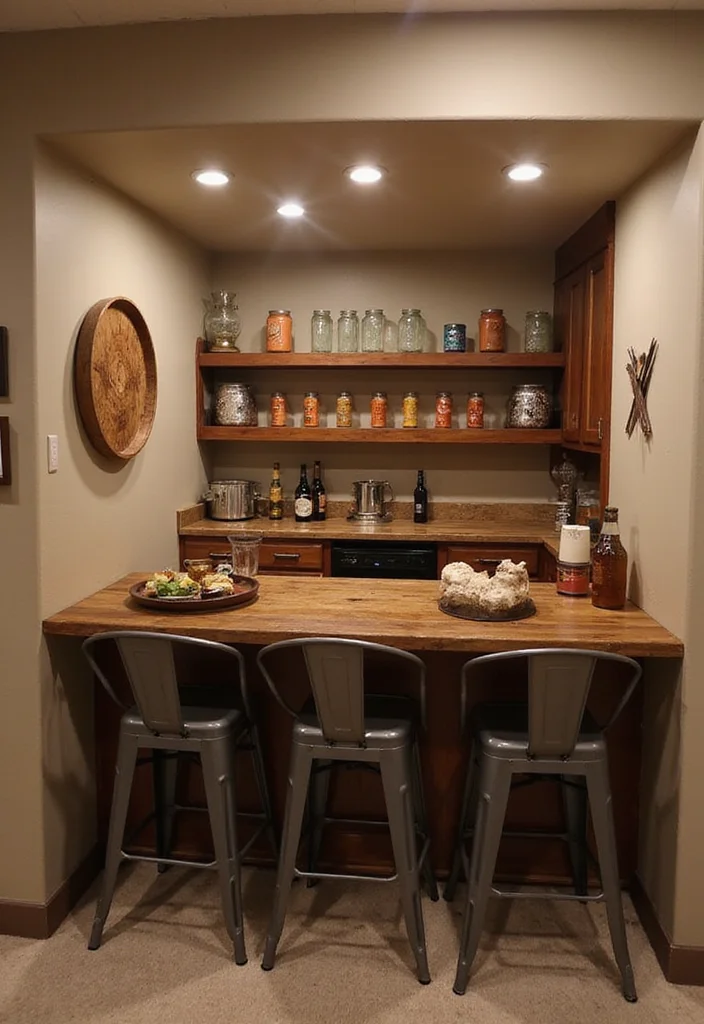 10 Basement Countertop Ideas for Functional Extra Use - 2. Rustic Wood Charm