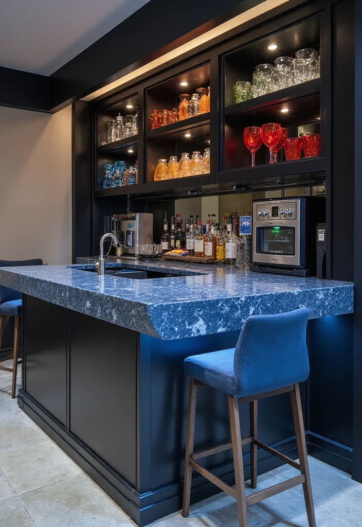 10 Basement Countertop Ideas for Functional Extra Use - 3. Sleek Quartz Surfaces