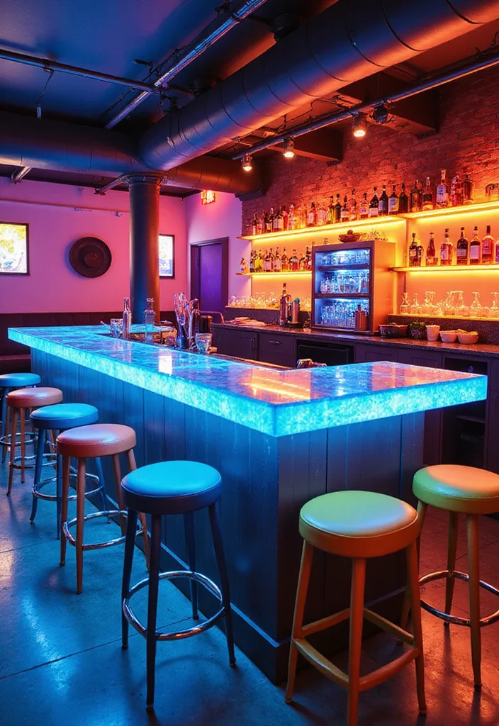 10 Basement Countertop Ideas for Functional Extra Use - 5. Bright Glass Countertops