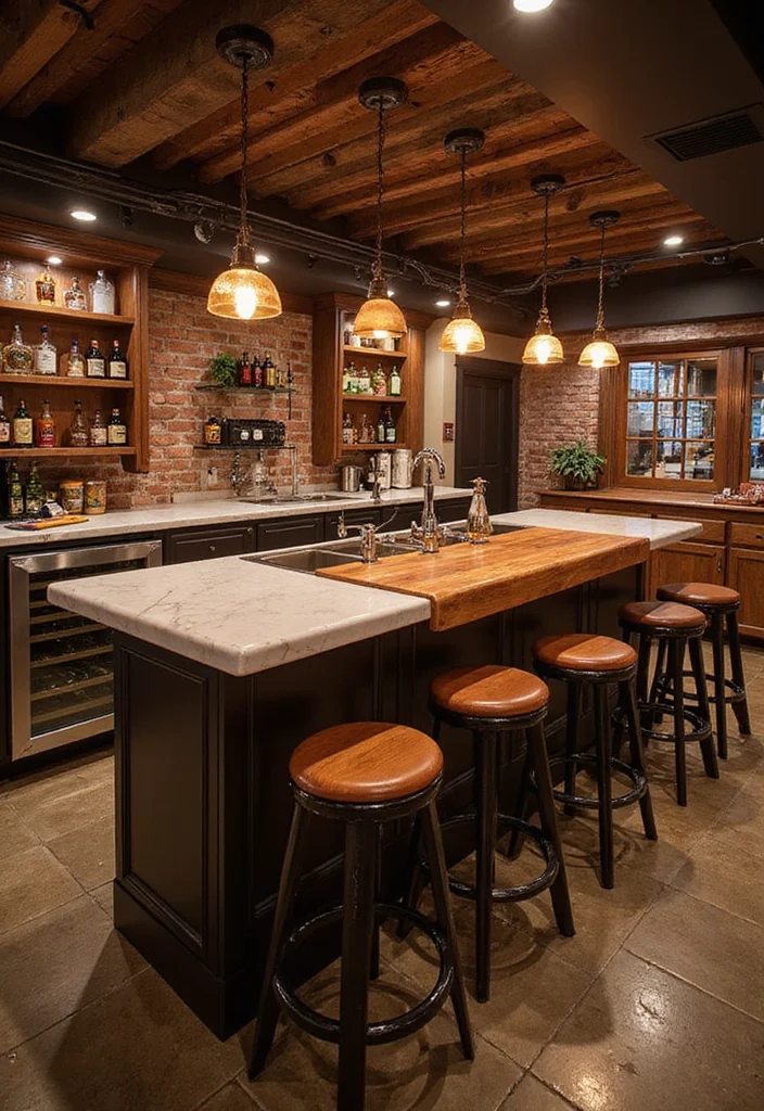 10 Basement Countertop Ideas for Functional Extra Use - 6. Multi-functional Island