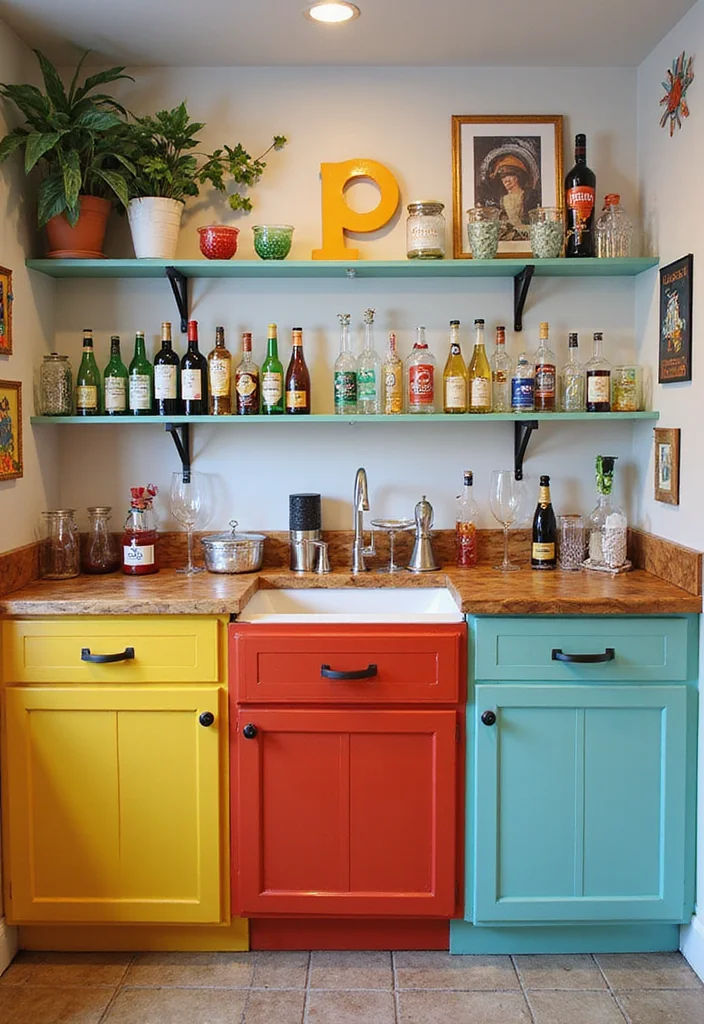 10 Basement Countertop Ideas for Functional Extra Use - 7. Colorful Laminate Surfaces