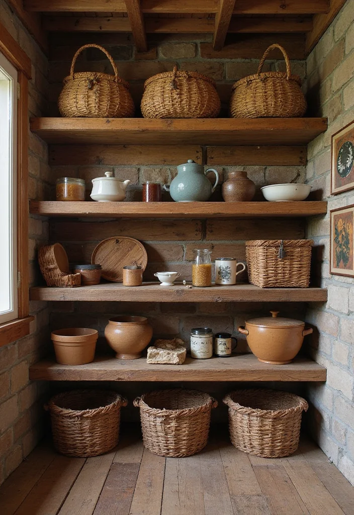10 Basement Pantry Ideas for Organized Extra Storage - 3. Rustic Wood Accents
