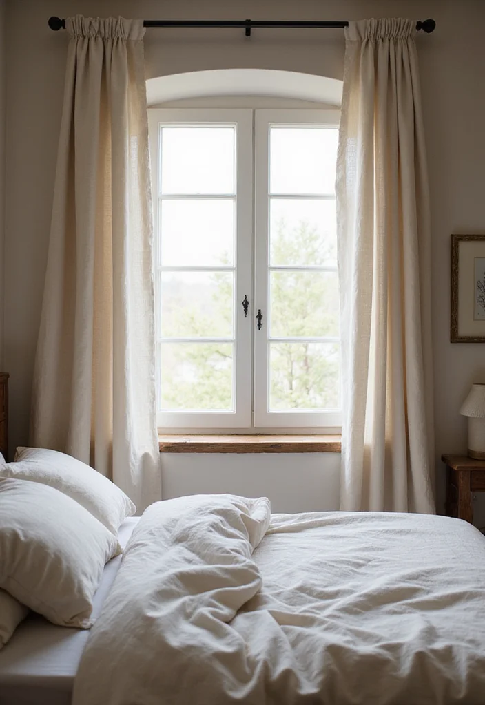 10 Bedroom Door Curtain Ideas for Soft Space Division - 1. Linen Love: Natural Elegance