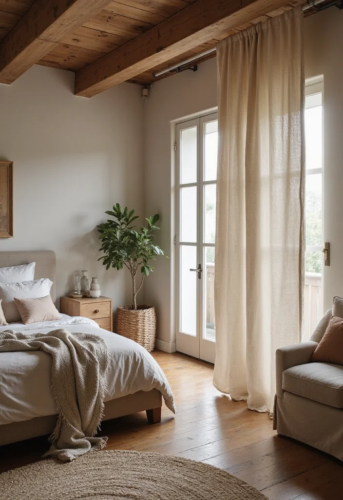 10 Bedroom Door Curtain Ideas for Soft Space Division - 6. Eco-friendly Canvas: Versatile and Durable