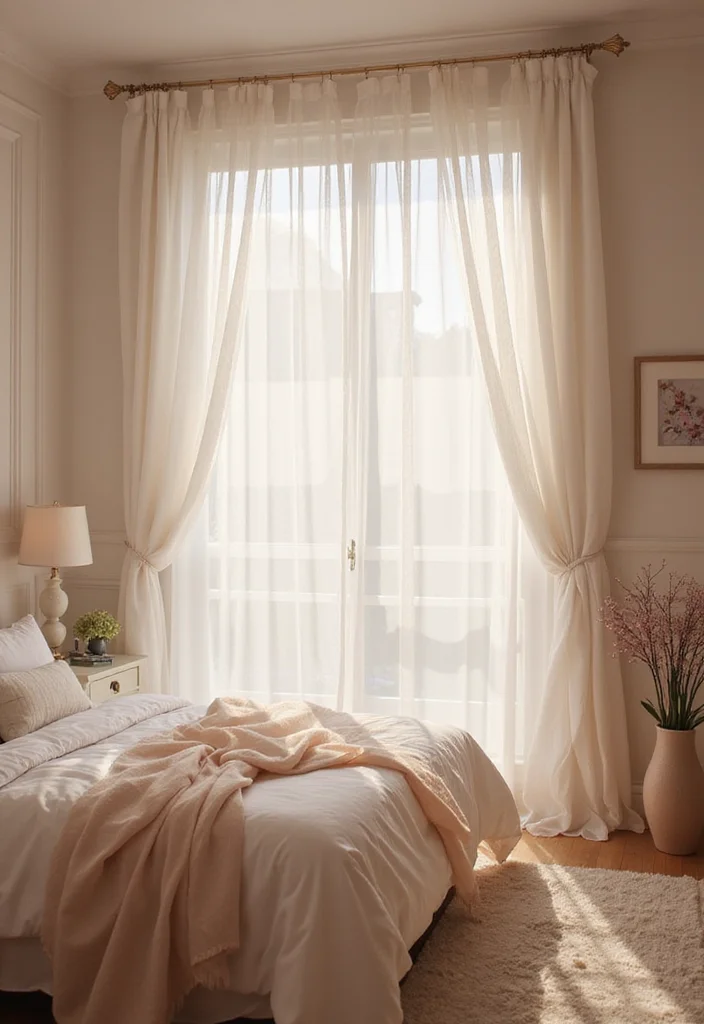 10 Bedroom Door Curtain Ideas for Soft Space Division - 7. Tulle Touch: Romantic and Light