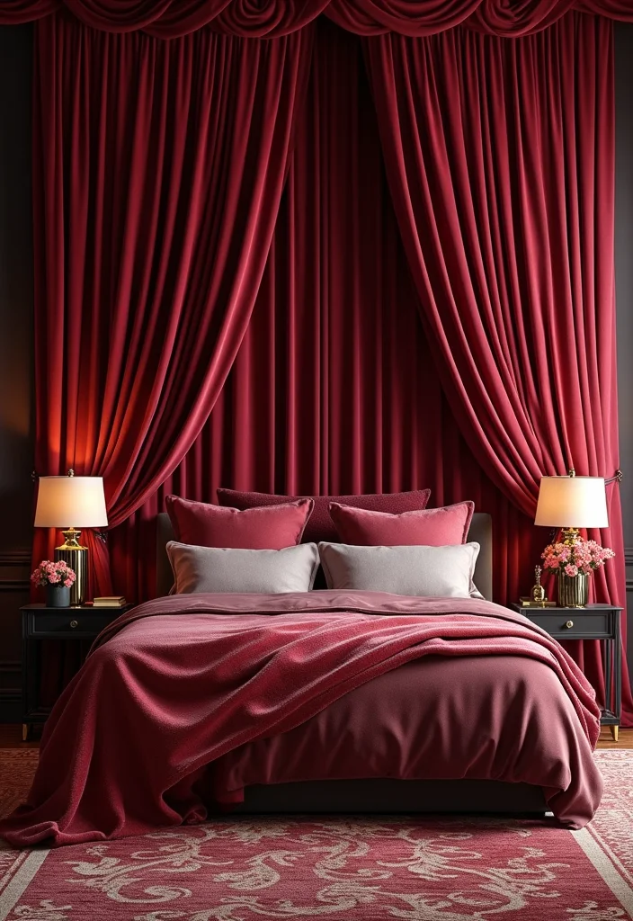 10 Bedroom Door Curtain Ideas for Soft Space Division - 9. Velvet Vibes: Luxurious Textures