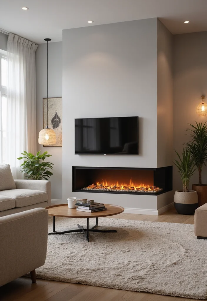 10 Bloxburg Fireplace Ideas for Cute Creative Builds - 3. Sleek Electric Fireplace