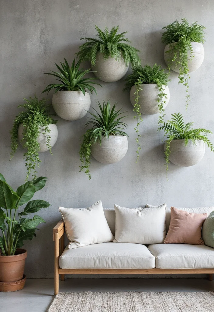 10 Concrete Wall Decor Ideas for Modern Industrial Look - 3. Concrete Wall Planters