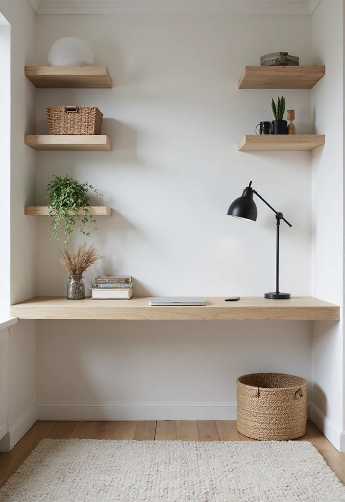 10 Corner Office Desk Ideas for Smart Space Efficiency - 1. Floating Desks for Minimalist Vibes