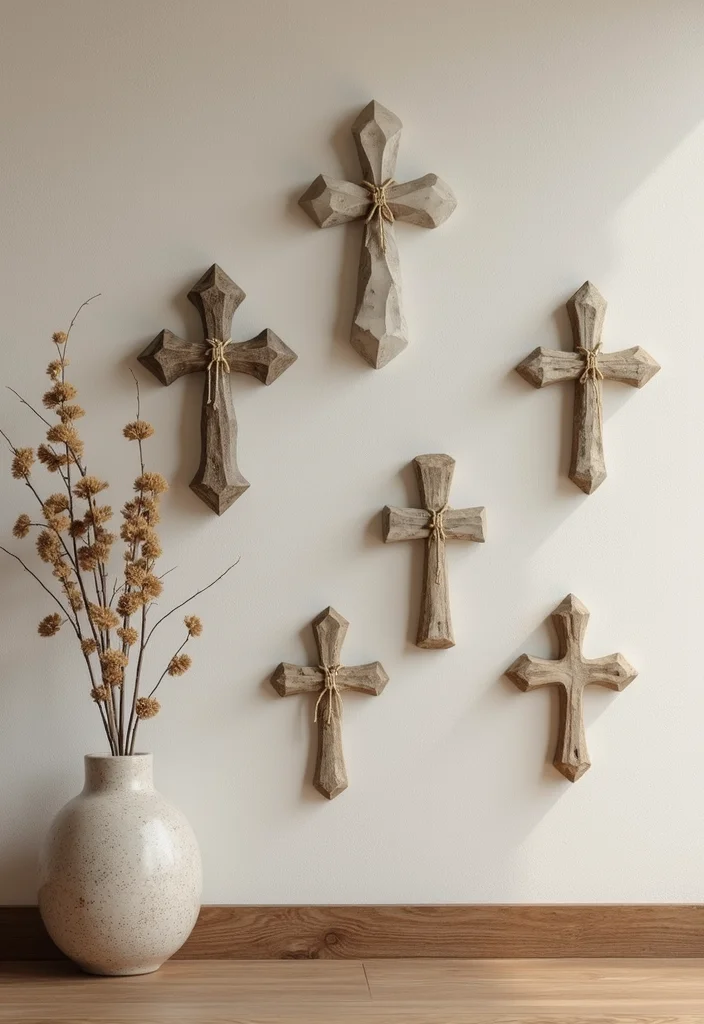 10 Cross Wall Decor Ideas for Meaningful Simple Displays 45 10 Cross Wall Decor Ideas for Meaningful Simple Displays - 5. Crosses in Natural Materials