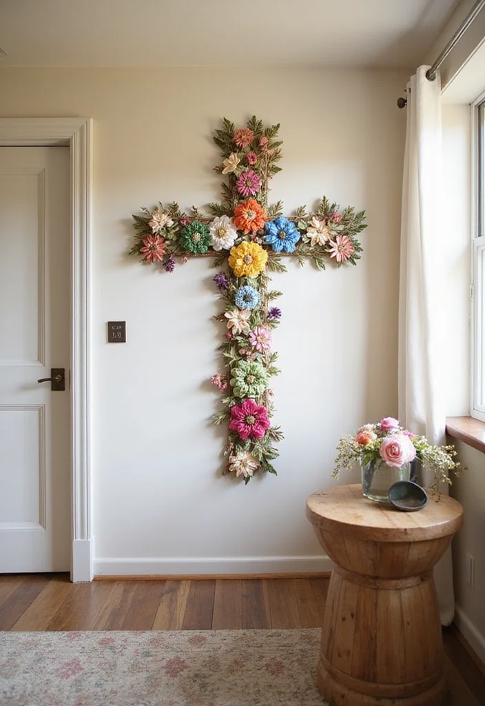 10 Cross Wall Decor Ideas for Meaningful Simple Displays 67 10 Cross Wall Decor Ideas for Meaningful Simple Displays - 7. DIY Cross Wall Art