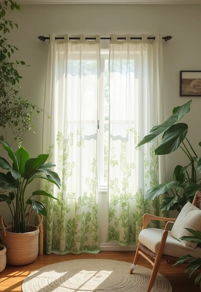 10 Curtain Backdrop Ideas for Easy Stylish Backgrounds - 10. Nature-Inspired Prints