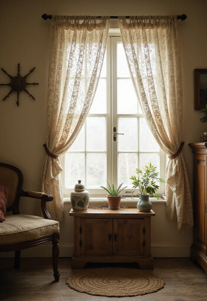 10 Curtain Backdrop Ideas for Easy Stylish Backgrounds - 5. Vintage Lace Inspired