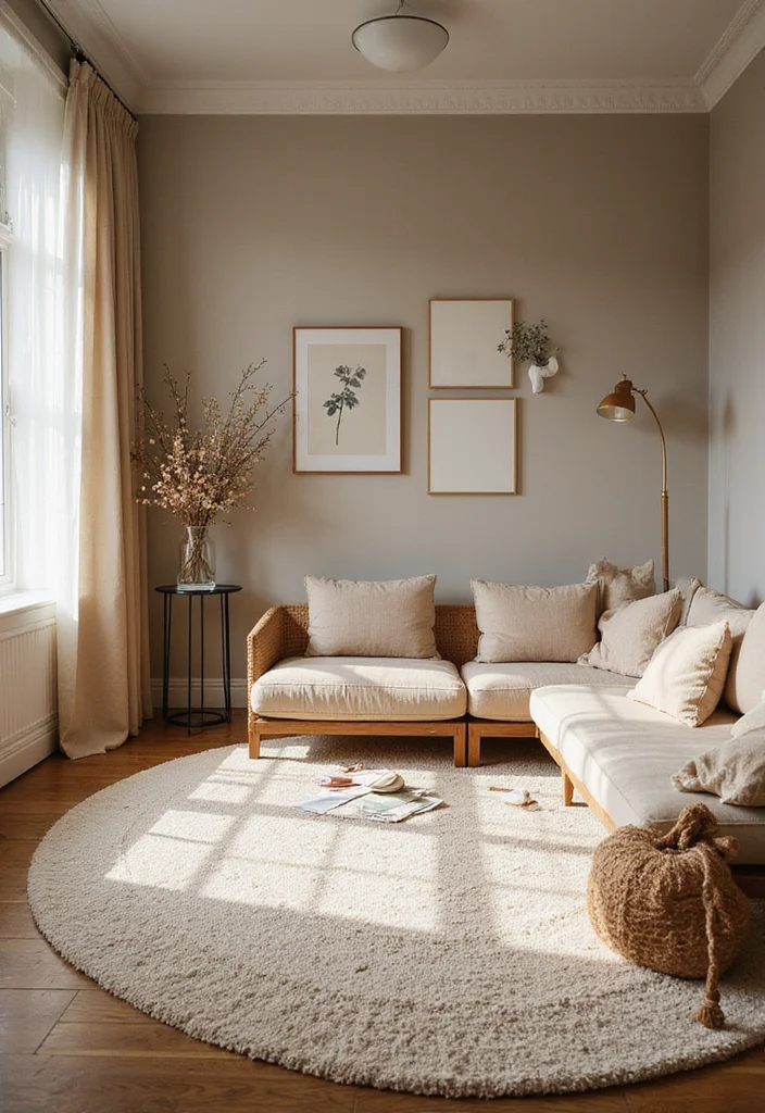 10 Curved Wall Decor Ideas for Soft Architectural Accents - 10. Curved Rugs for Grounding Your Space