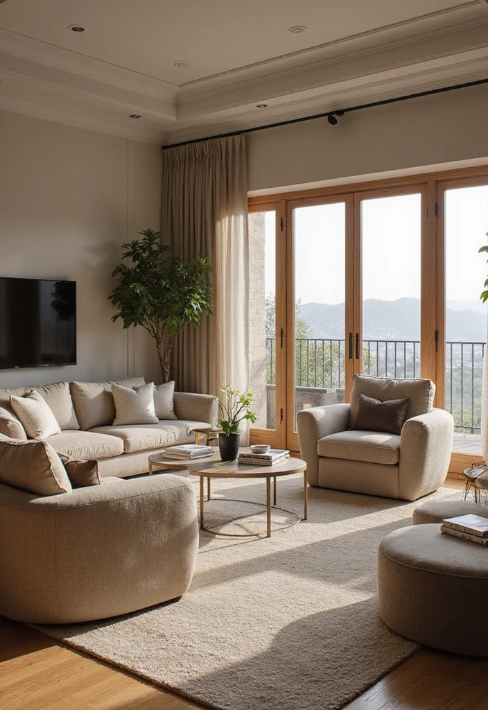 10 Curved Wall Decor Ideas for Soft Architectural Accents - 5. Rounded Furniture for Seamless Flow