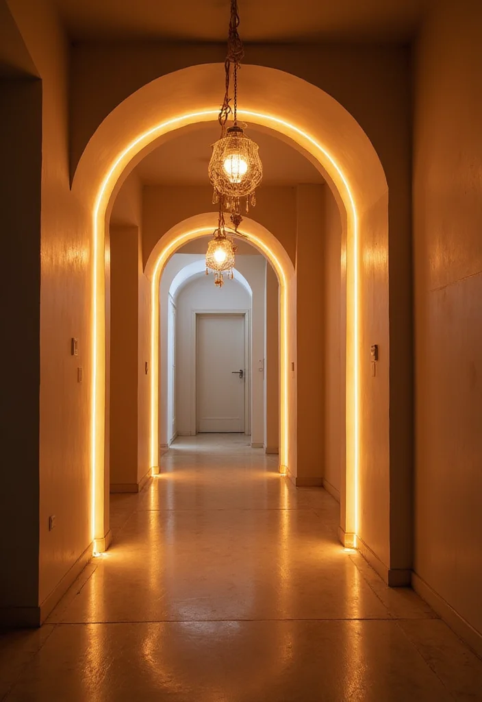 10 Curved Wall Decor Ideas for Soft Architectural Accents - 6. Curved Lighting Fixtures for Soft Glow