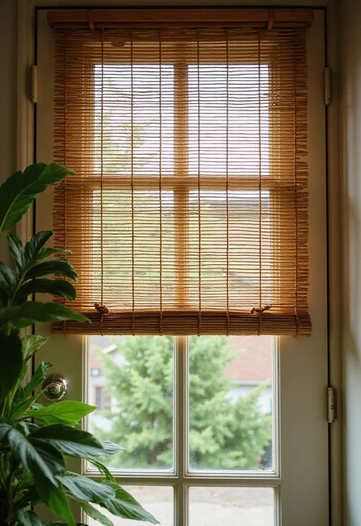 10 Door Window Curtain Ideas for Privacy and Light Balance - 1. Bamboo Blinds for Natural Elegance