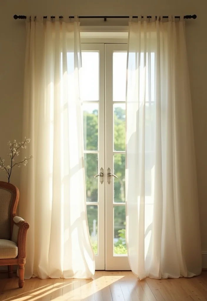 10 Door Window Curtain Ideas for Privacy and Light Balance - 4. Sheer Voile Curtains for Light and Airiness