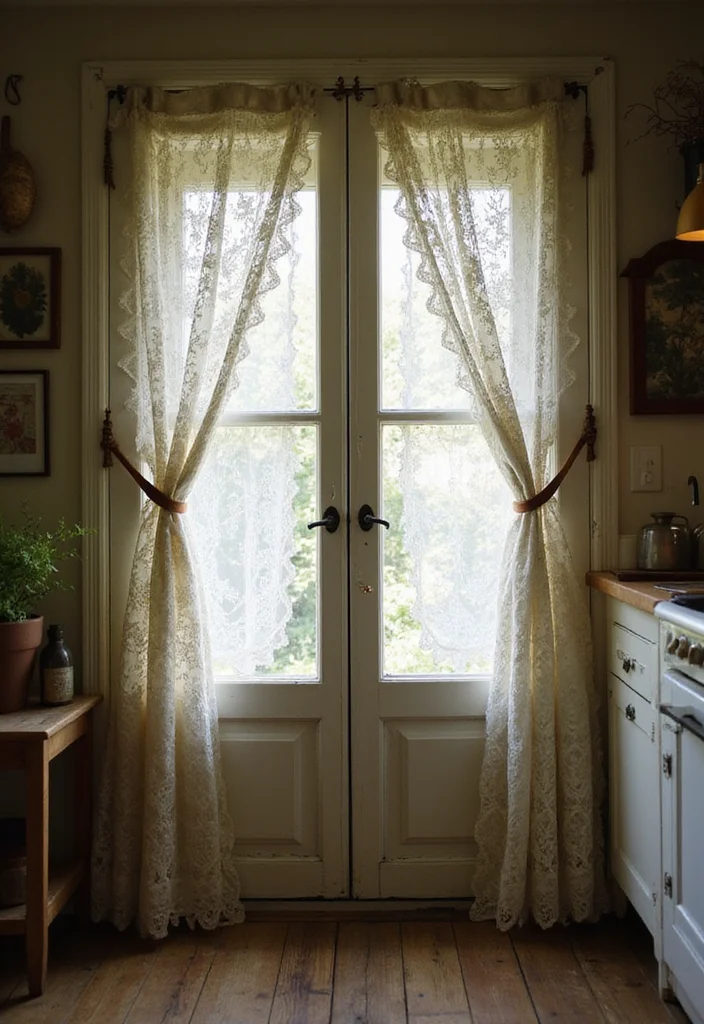 10 Door Window Curtain Ideas for Privacy and Light Balance - 6. Vintage Lace Curtains for a Timeless Charm