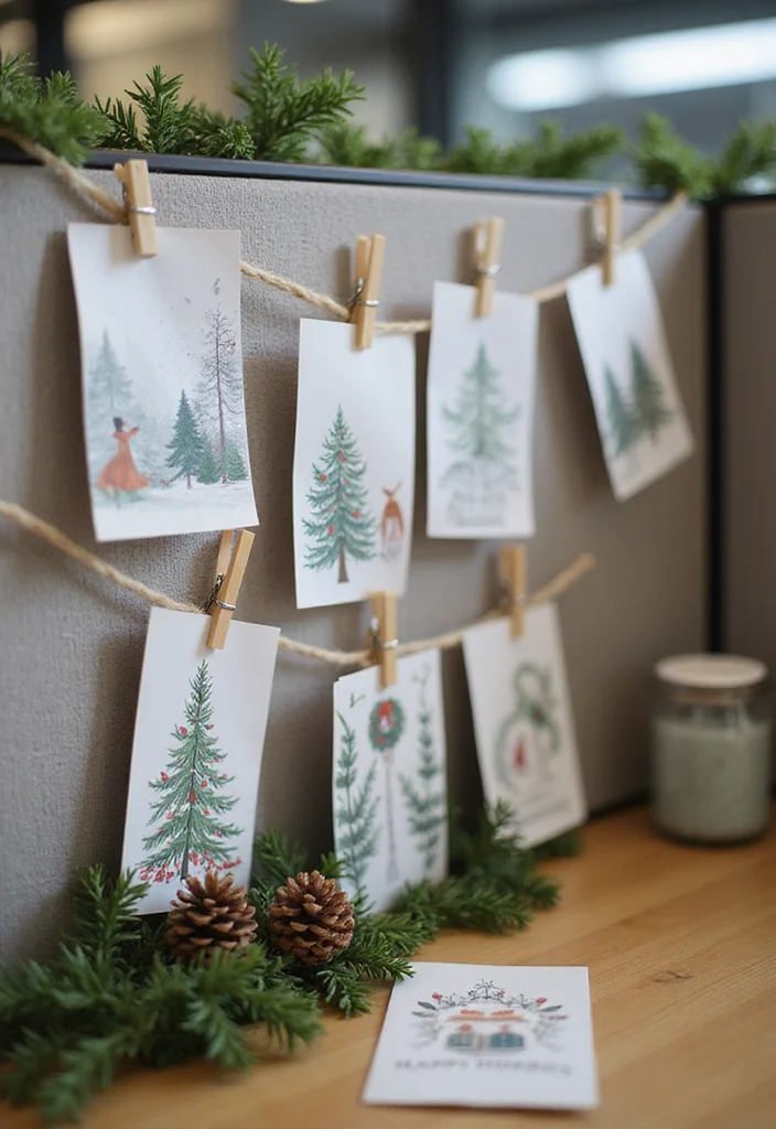 10 Eco-Friendly Office Cubicle Christmas Decor Ideas for Festive Cheer - 10. Creative Card Display
