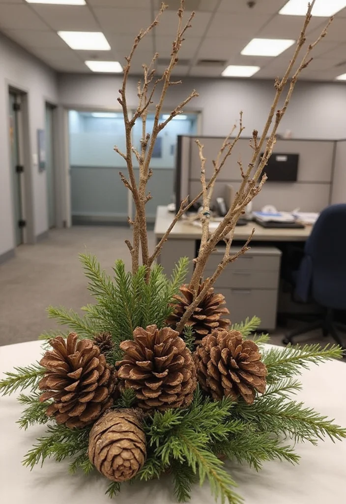 10 Eco-Friendly Office Cubicle Christmas Decor Ideas for Festive Cheer - 4. Nature-Inspired Centerpieces