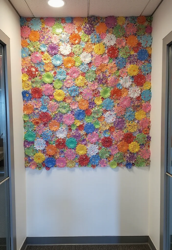 10 Eco-Friendly Office Cubicle Christmas Decor Ideas for Festive Cheer - 5. Recycled Gift Wrap Wall Art