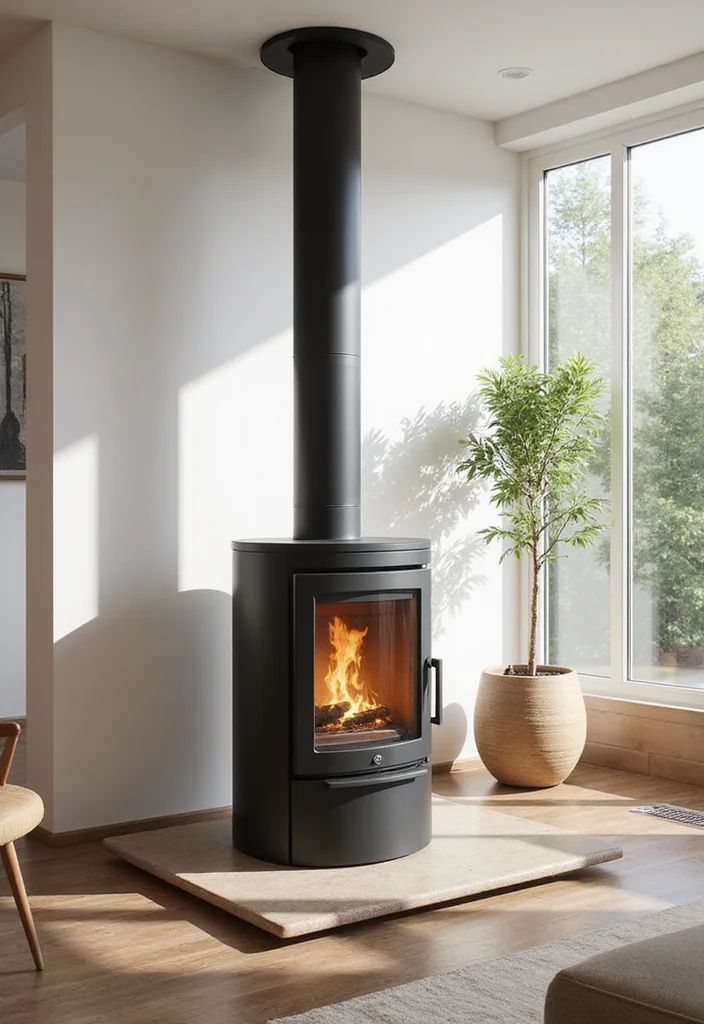 10 Freestanding Fireplace Ideas for Flexible Placement - 3. Scandinavian-inspired Wood Stoves