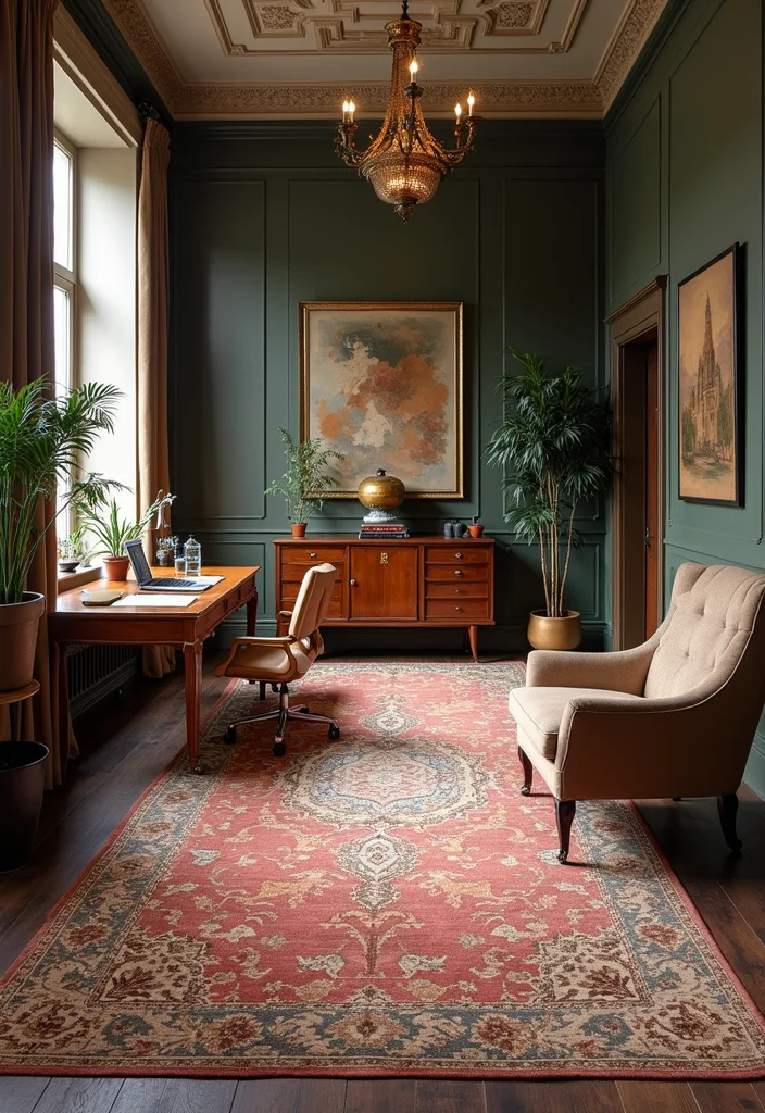 10 Office Carpet Ideas for Warm Quiet Flooring - 10. Vintage-Inspired Carpets