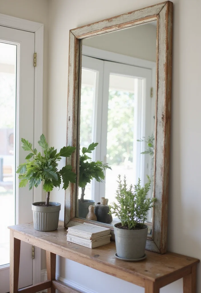 10 Old Window Wall Decor Ideas for Rustic Vintage Charm - 3. Vintage Window Mirror