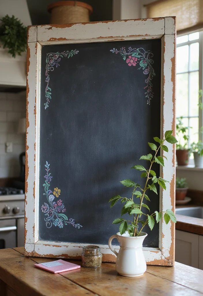 10 Old Window Wall Decor Ideas for Rustic Vintage Charm - 8. Old Window Chalkboard
