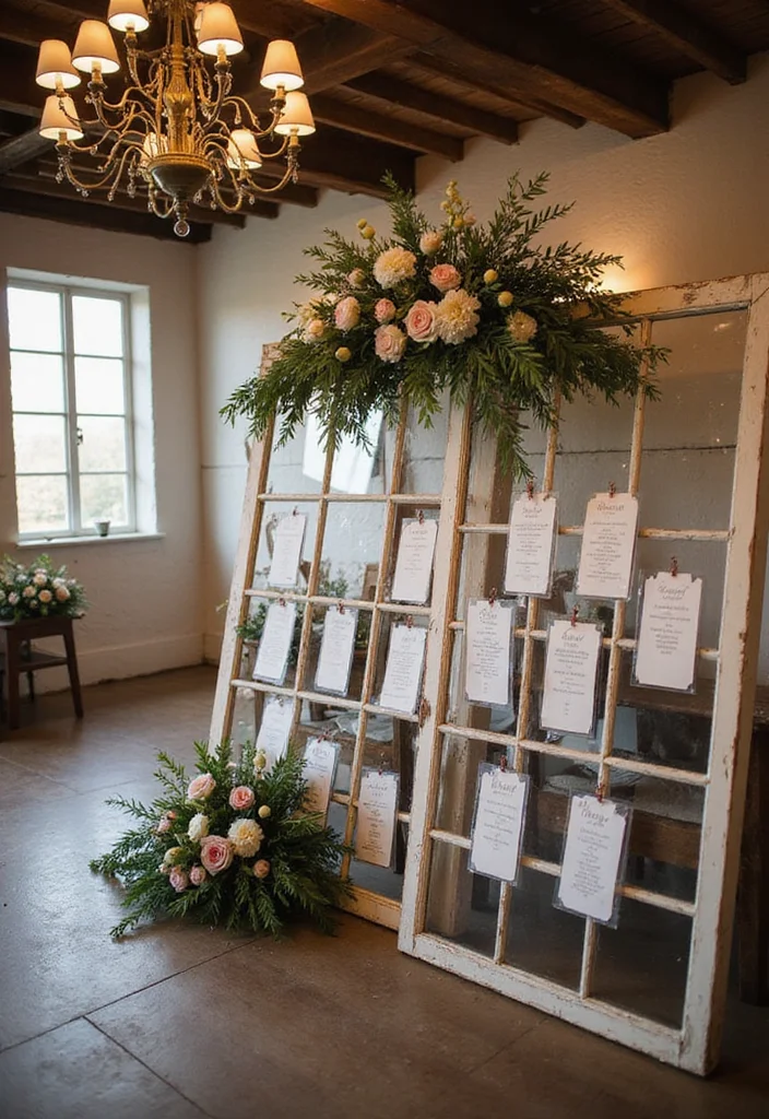 10 Old Window Wall Decor Ideas for Rustic Vintage Charm - 9. Creative Wedding Display
