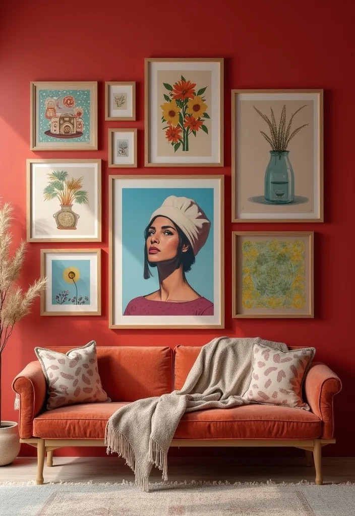 10 Red Wall Decor Ideas for Bold Stylish Warmth - 3. Bold Artwork to Compliment the Walls