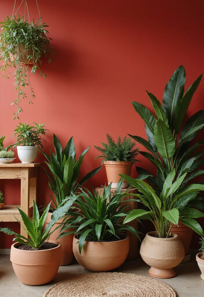 10 Red Wall Decor Ideas for Bold Stylish Warmth - 5. Incorporate Natural Elements