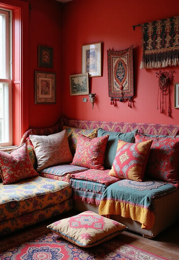 10 Red Wall Decor Ideas for Bold Stylish Warmth - 6. Mix Patterns and Prints